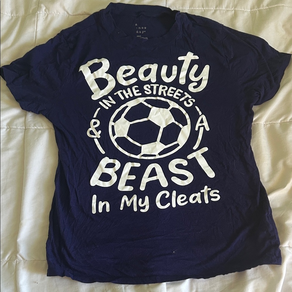 Navy Graphic Tee with Soccer Print